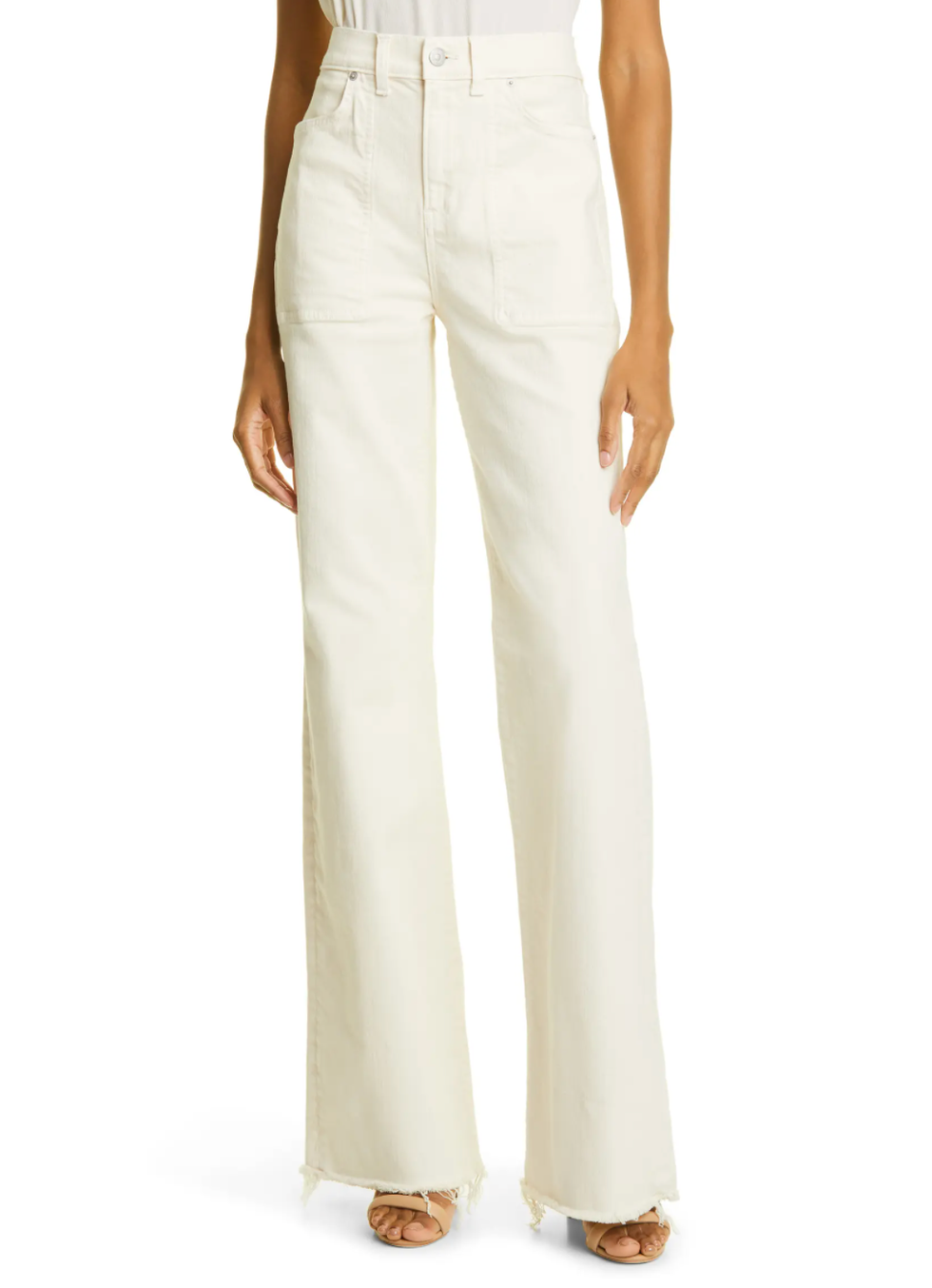 Crosbie Raw Hem High Waist Wide Leg Jeans