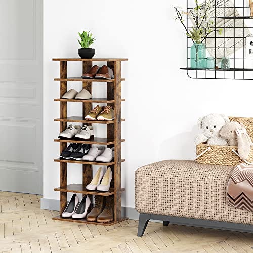 HOMEFORT 5-Tier Metal Shoe Rack, All-Metal Shoe Tower, Shoe Storage Shelf  with MDF Top