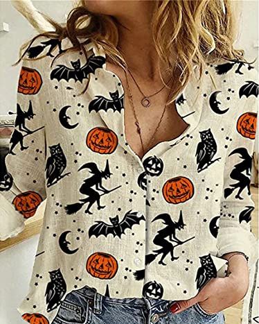 Womens Button Down Halloween Shirt 