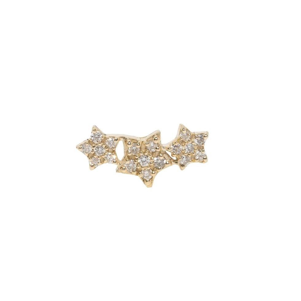 Diamond star cluster flat back earring 9k-gold