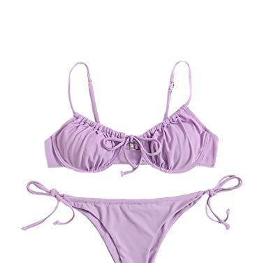 Lilac Knotted Crop Swim Top