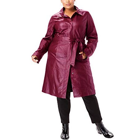 Plus Size Leather Trench Coat