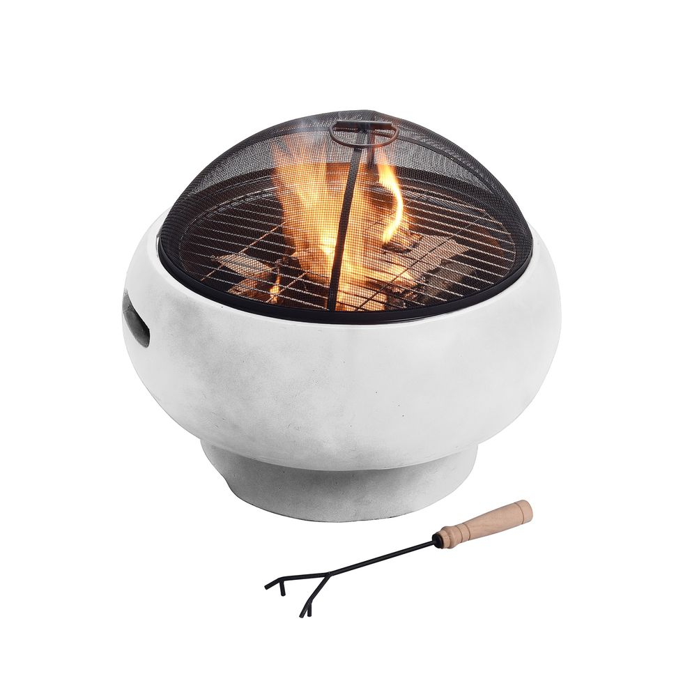 Light Grey Magnesium Oxide Wood-Burning Fire Pit