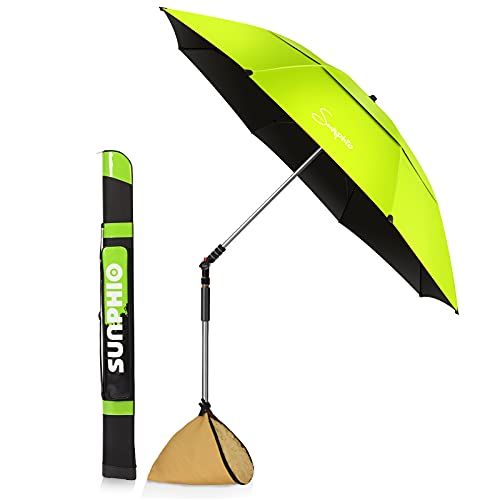 Windproof Beach Umbrella with Sand Anchor and Sandbag