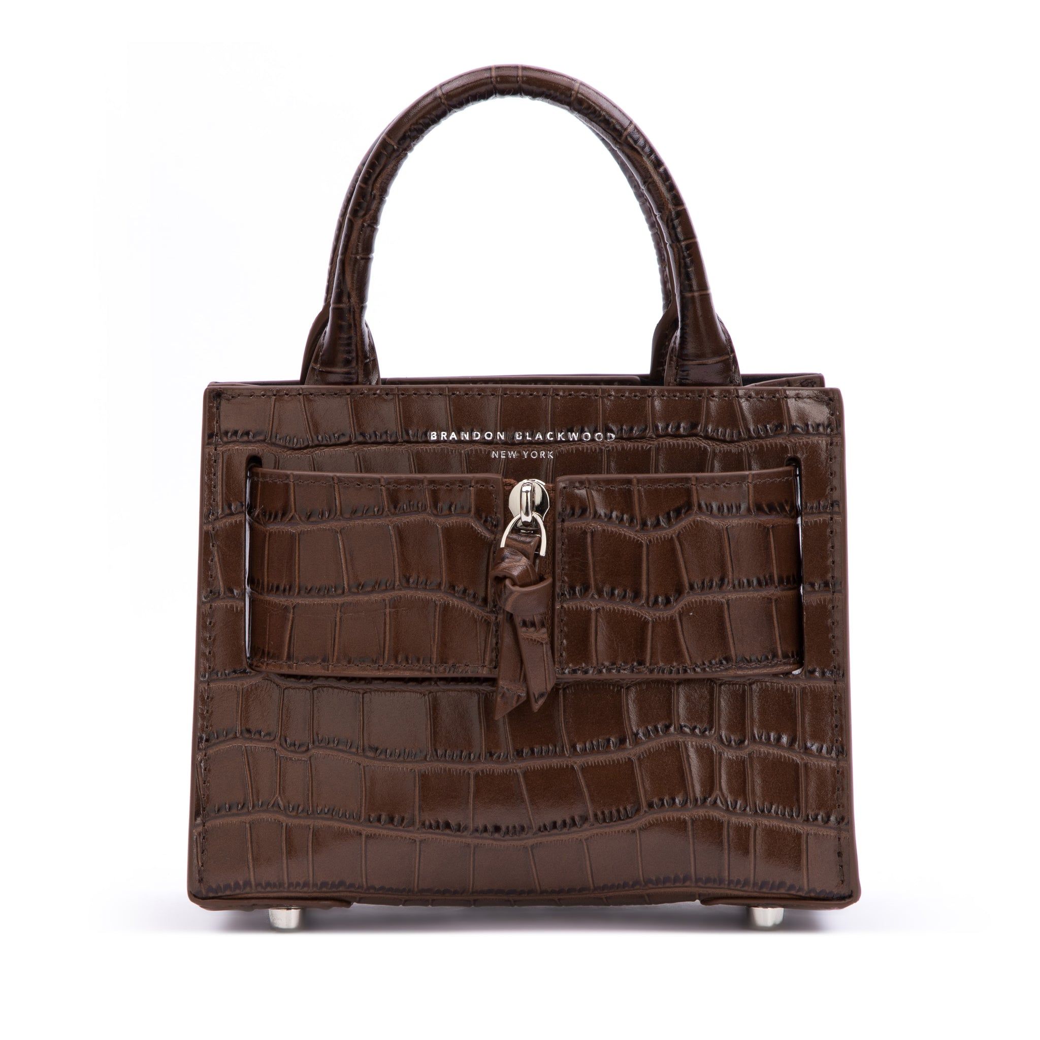 Kuei Bag in Chocolate Brown Croc Embossed Leather
