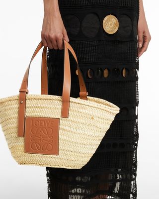 Leather trimmed tote