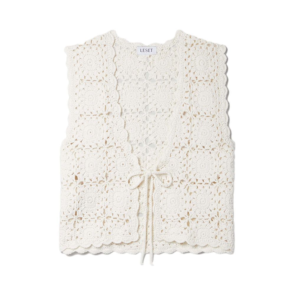 Women’s White Lucy Crochet Vest