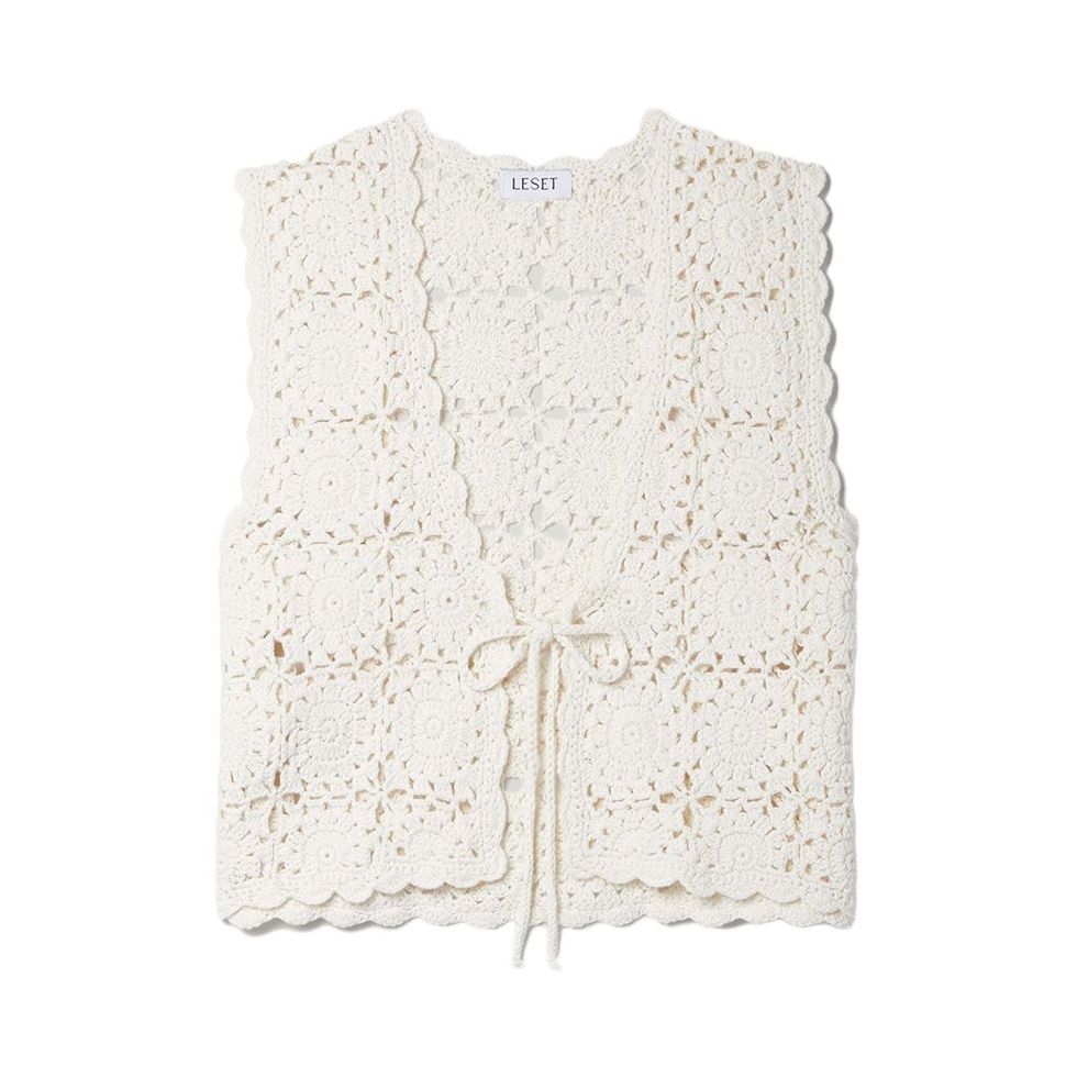 Women’s White Lucy Crochet Vest