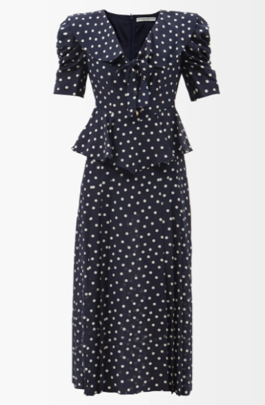 Chelsea-collar polka-dot silk-crepe dress