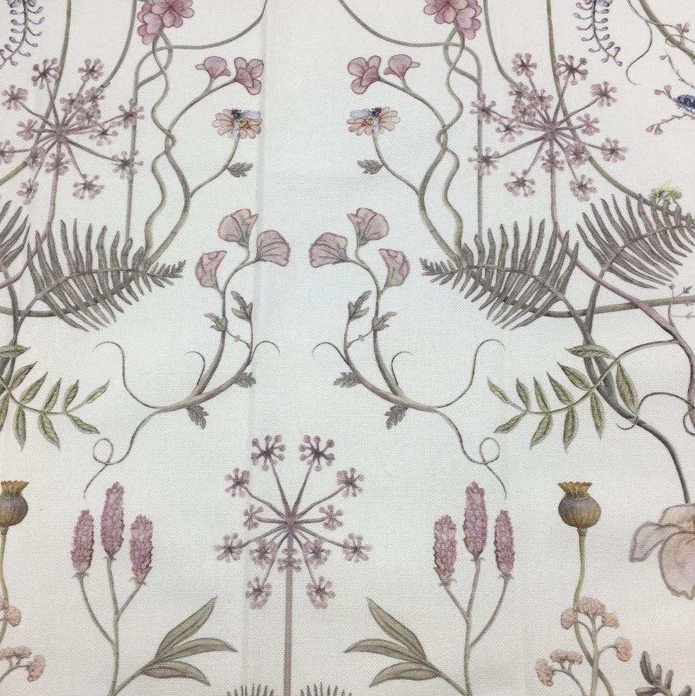 Wildflower Garden White Whisper Curtain Fabric by Angel Strawbridge