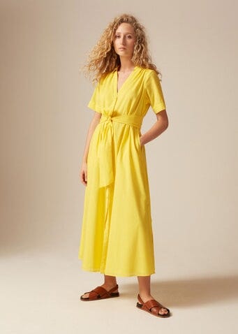 Casual Cotton Maxi Shirt Dress + Belt