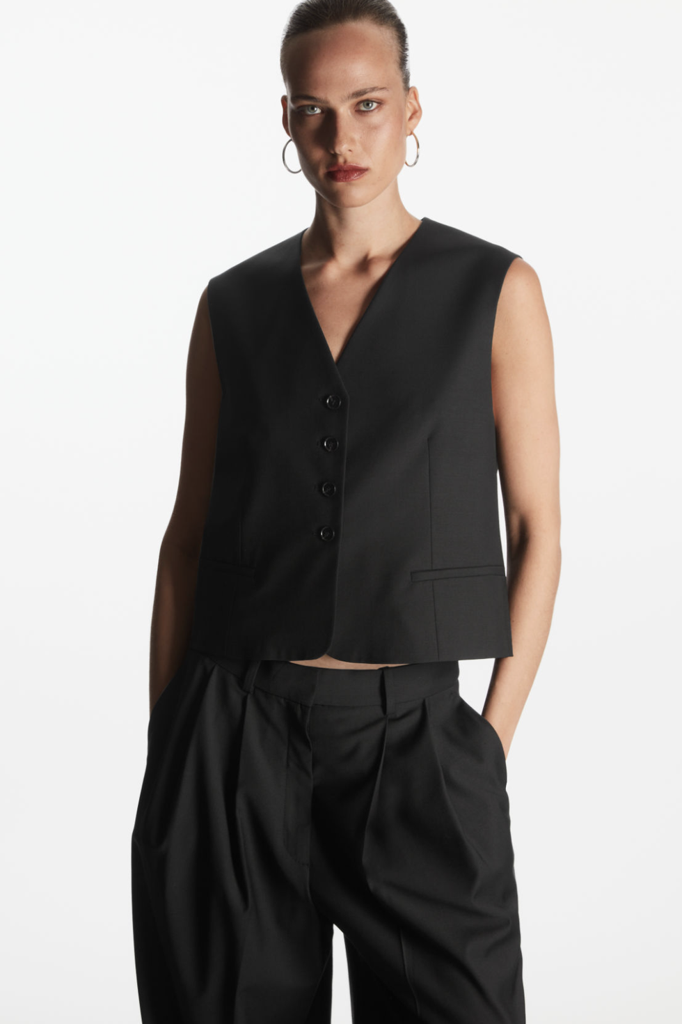 Cropped Single-Breasted Waistcoat