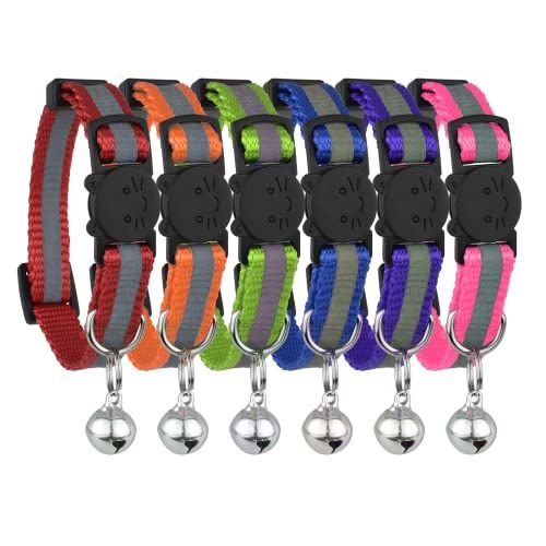 Reflective Cat Collar With Bell (Six Pack)