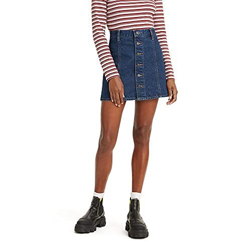 A-Line Button-Front Mini Skirt