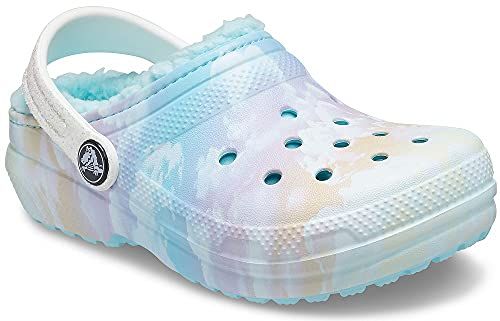 blue and white cloud crocs