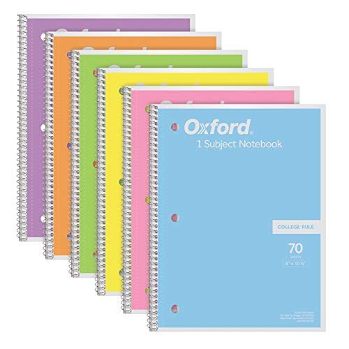 Spiral Notebook 6 Pack, 1 Subject