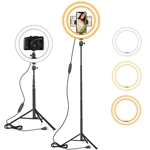 YouTube Great for Live Stream TALK WORKS 10 Selfie Ring Light Halo LED Circle Phone Holder Tripod Stand for iPhone Android Makeup/Beauty Video Recording Studio/Photography Lighting Tiktok 