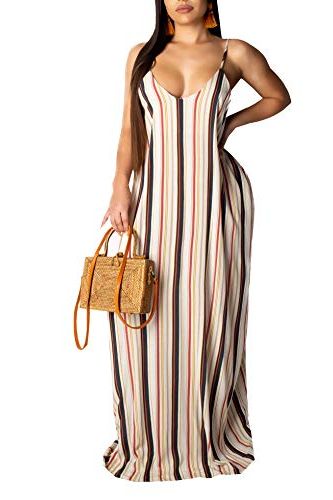 Casual Stripe Long Maxi Dress