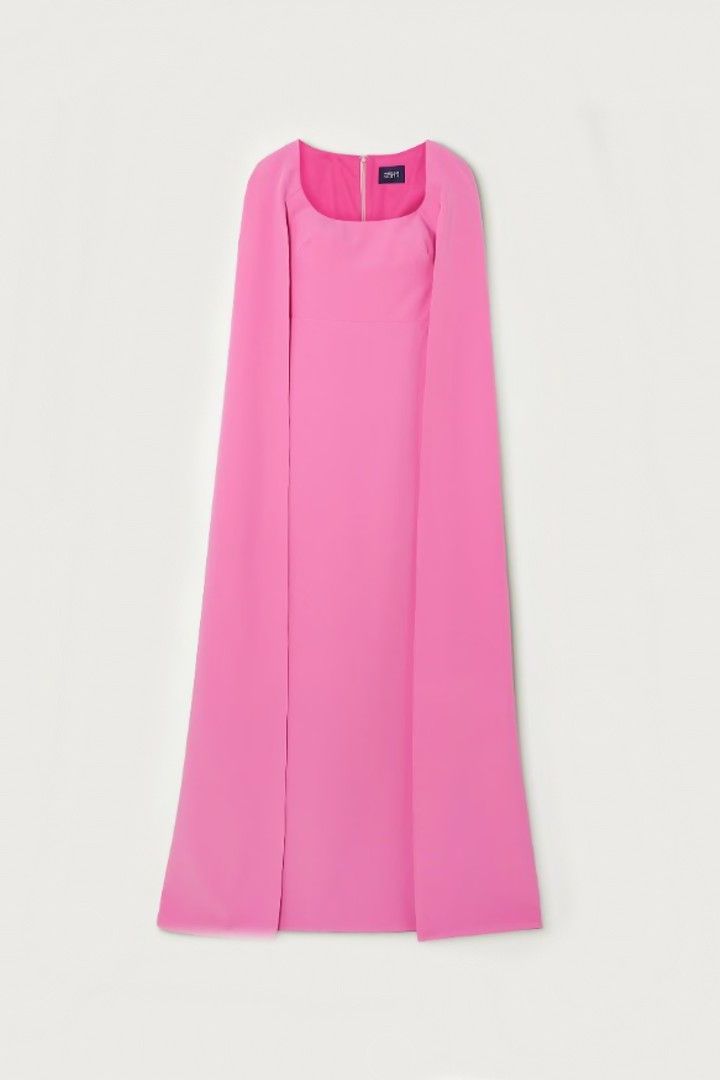 Cape-Effect Crepe Gown