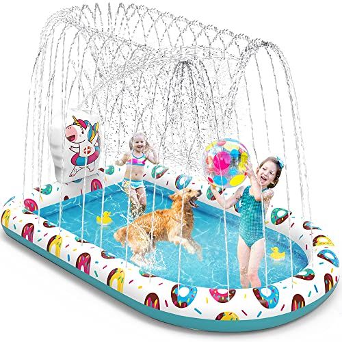 VATOS Sprinkler Paddling Pool for Kids & Dogs 