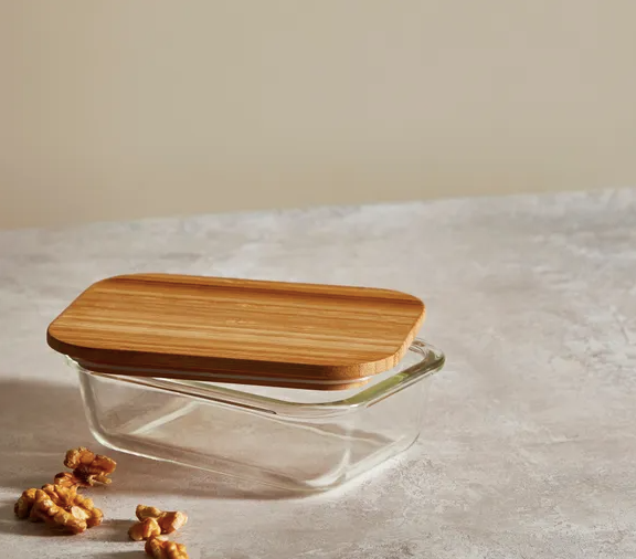 Glass Food Storage with Bamboo Lids