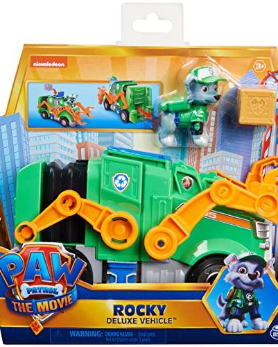 PAW Patrol, Rocky’s Deluxe Movie Transforming Toy Car with Collectible Action Figure, Kids’ Toys for Ages 3 and up