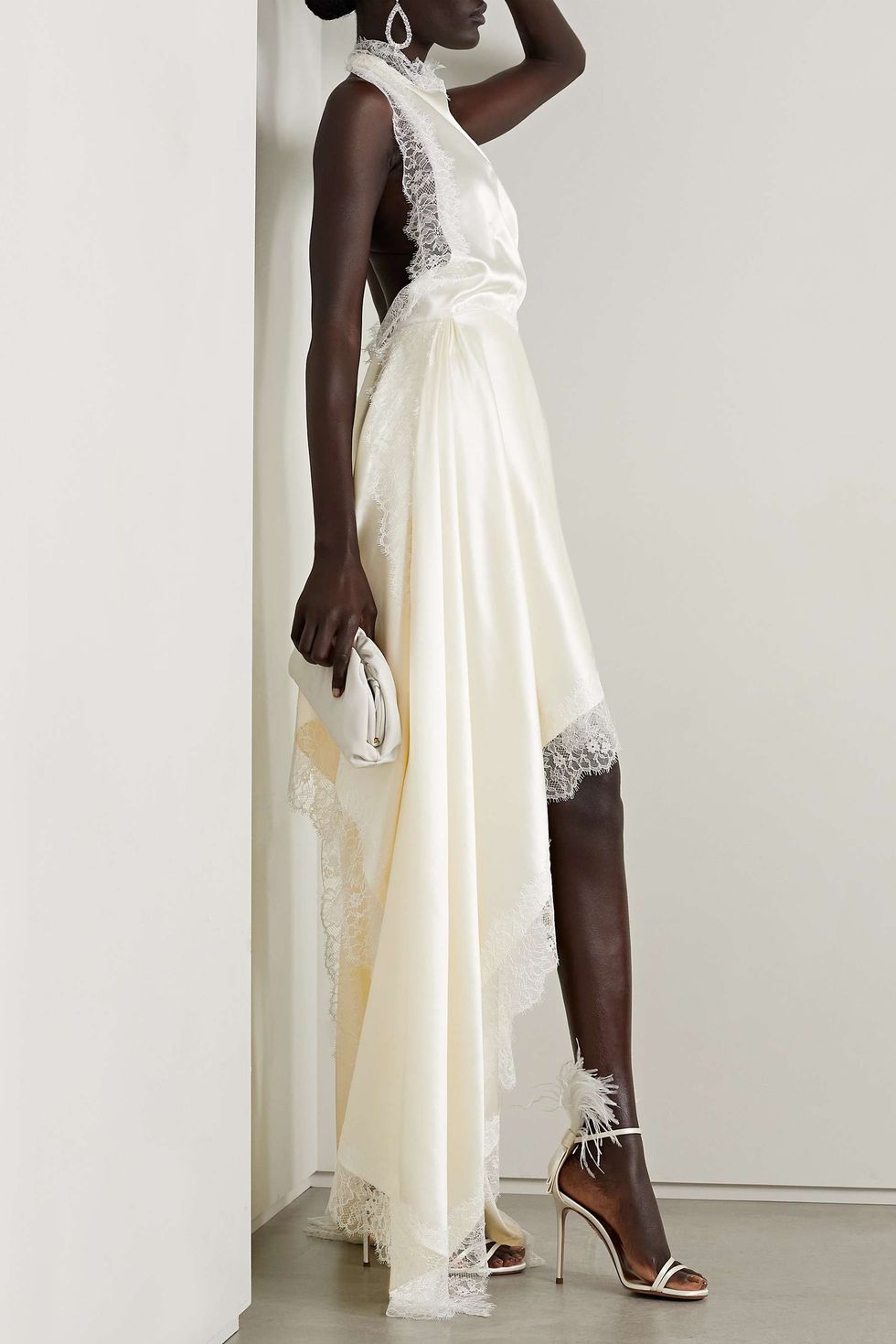 Affordable White Lace Trim Maxi Dress