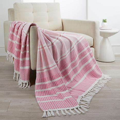 Fringed Cotton Stripe Throw