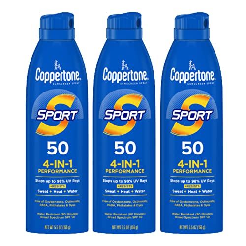 Water Resistant SPORT Sunscreen Spray, SPF 50 (3-pack)