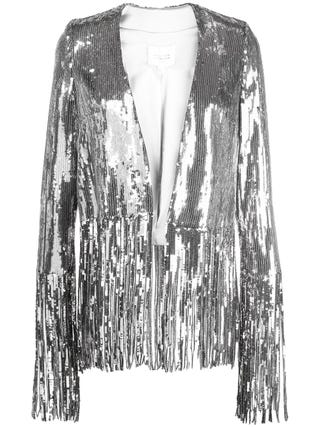 sequinned fringed-hem jacket