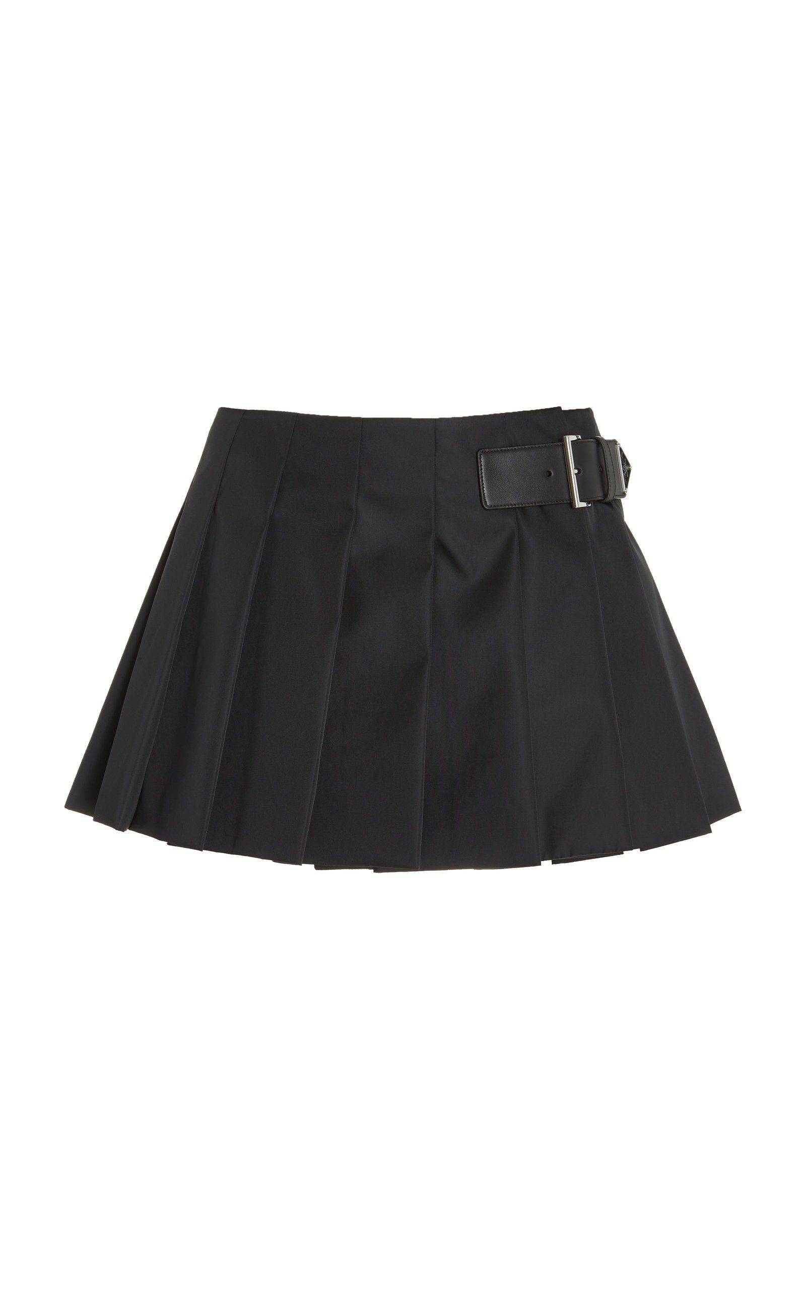Buckle-Detailed Pleated Re-Nylon Mini Skirt