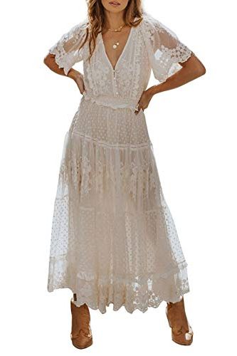 Casual Floral Lace Maxi Dress