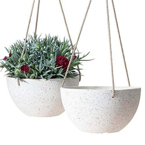 Speckled White Hanging Planter 