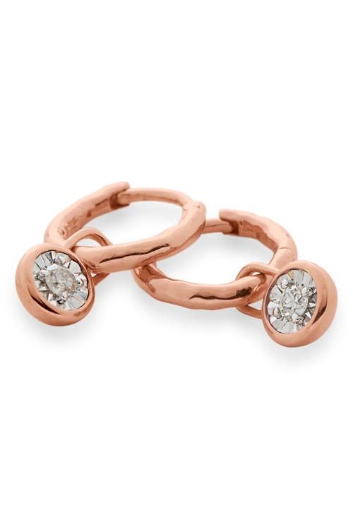 Diamond Essential Huggie Earrings in Rose Gold
