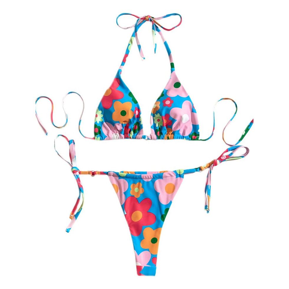 Floral Print Triangle Bikini 