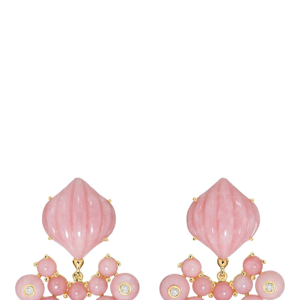 18k Yellow Gold Floresta Pink Opal Earrings