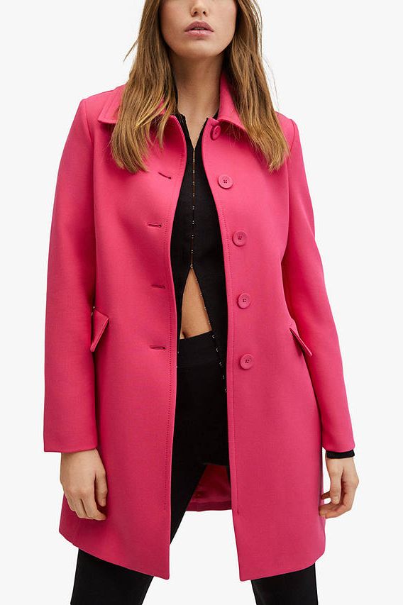 Mango Persa Tailored Coat, Bright Pink