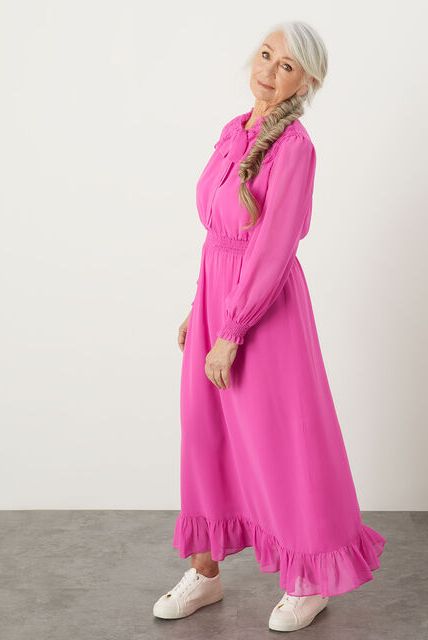 Peggy Shirred Midi Dress Pink