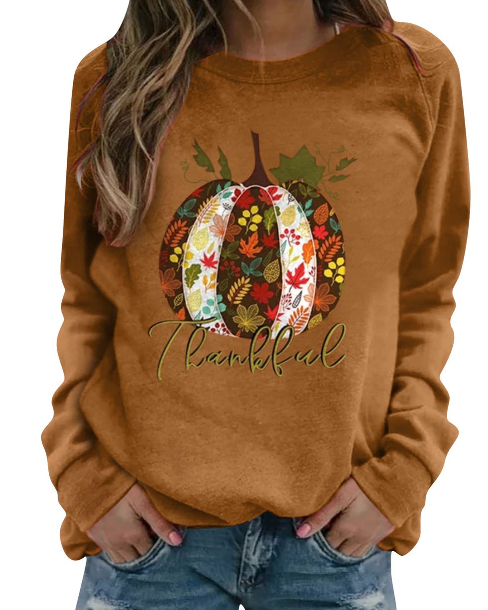 Women's Thanksgiving Print Long-Sleeved Sweatshirt