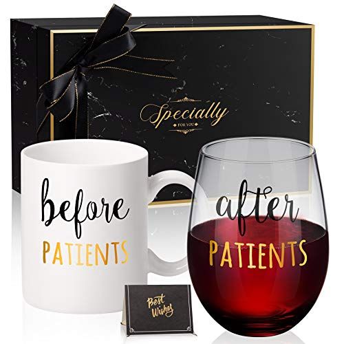 'Before Patients, After Patients' Coffee Mug and Stemless Wine Glass Set 