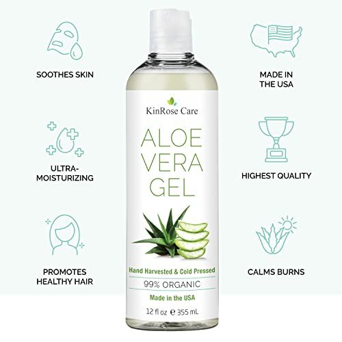 Aloe Vera Topical Gel Sunburn Relief - Soothing, Moisturizer, After Sun -  for Face, Body, Hair - Made from 100% Pure Organic Cold Pressed Aloe Vera