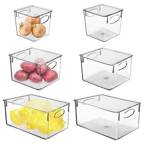 Sorbus 6-Pack Variety Clear Bin Set with Lids