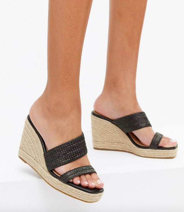 Ladies Womens Wedge Heel Slip On Summer Mules Sandals Shoes Size UK 3 4 5 6 7 8 
