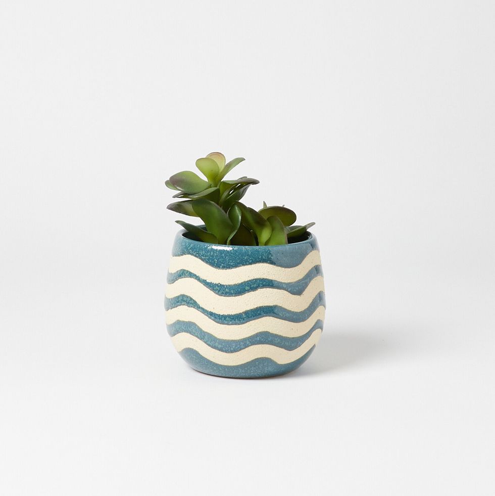 Pegi Textured Glaze Green Ceramic Plant Pot