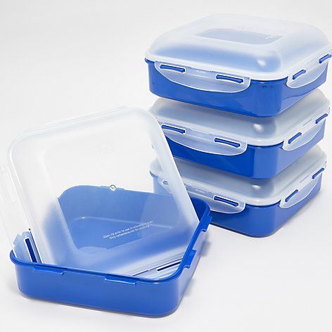 LocknLock Set of 4 Square Storage Containers with Dome Lids
