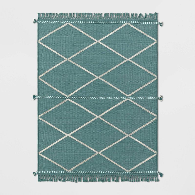 Woven Tapestry with Braid Outdoor Rug 