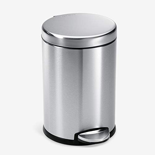Better Homes & Gardens 1.3 Gallon Trash Can, Oval Bathroom Trash Can,  Stainless Steel