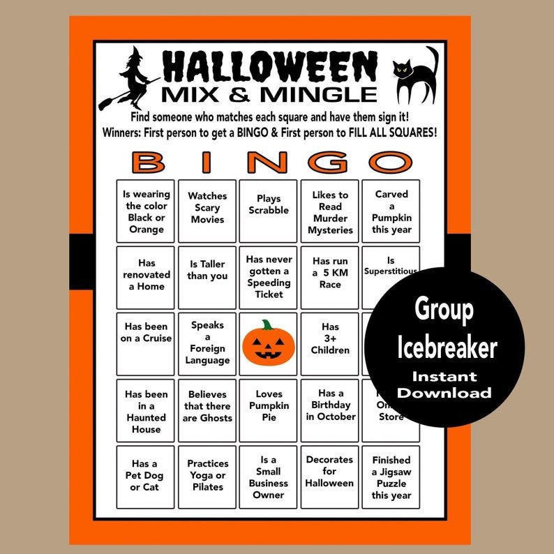 Halloween Mix & Mingle Bingo 