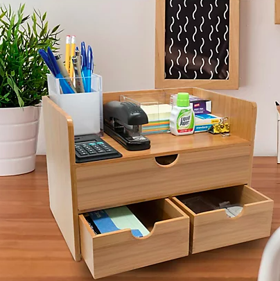 Sorbus Bamboo Desk Organizer with Drawers