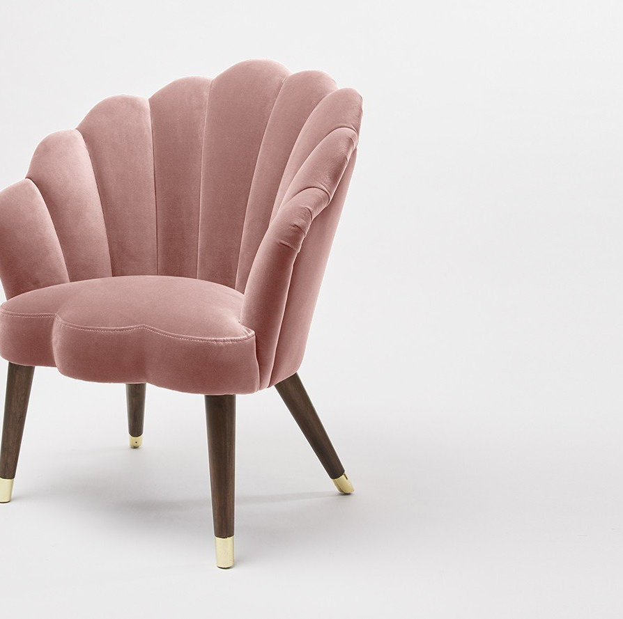 Scalloped Dusty Pink Velvet Armchair